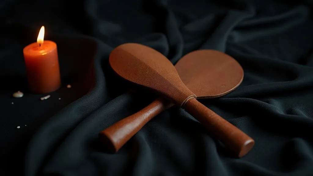 Martinet et palette croises sur soie noire