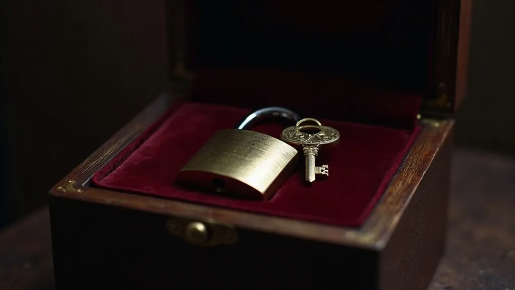Cadenas acier et cle laiton sur ecrin velours