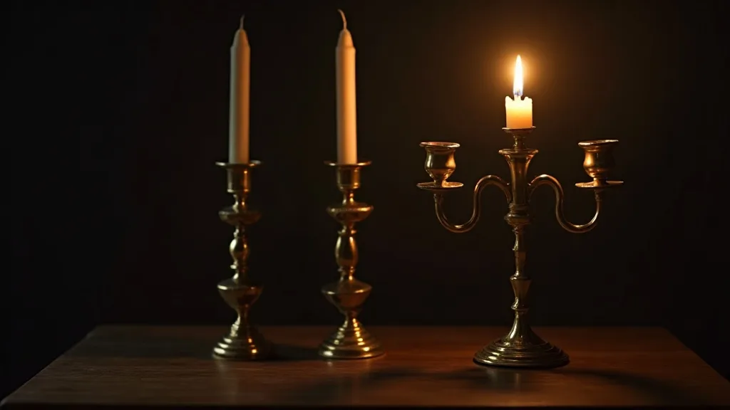 Vrai candelabre laiton contre une imitation creuse ternie